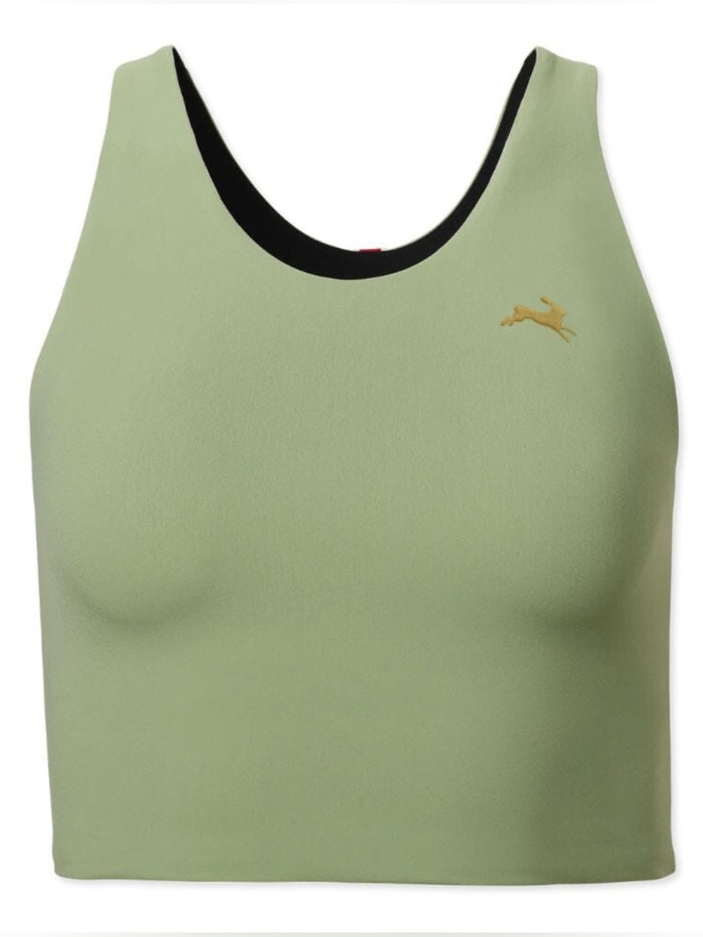 Tracksmith Turnover Crop Top Sage Green & Black Padded Crop Sports Bra